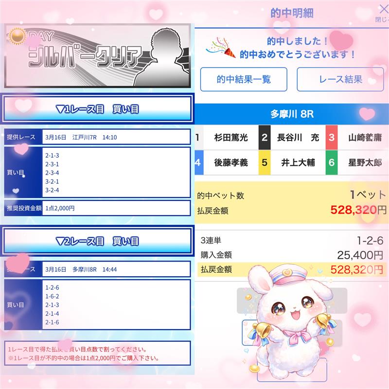 クリアボートの的中結果。競艇予想サイトは詐欺ではないか検証した実績画面