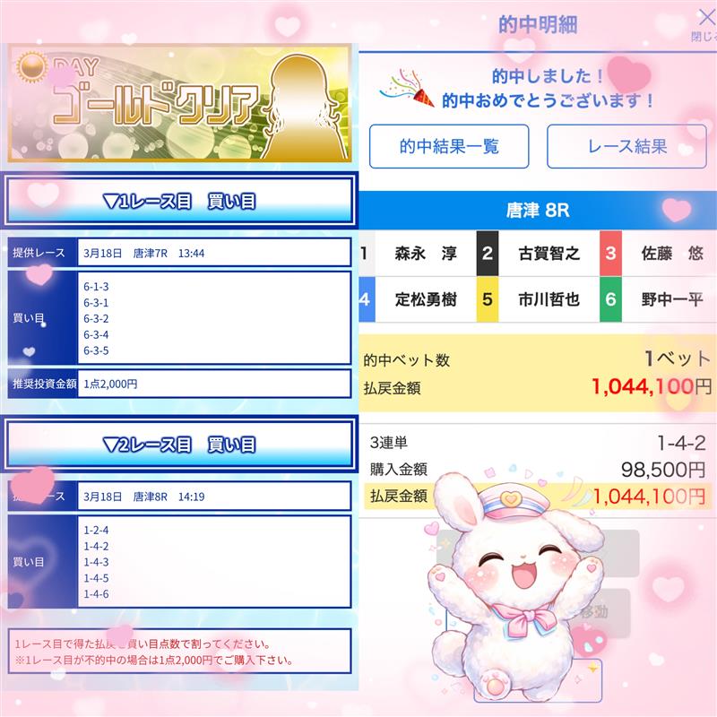 クリアボートの的中結果。競艇予想サイトは詐欺ではないか検証した実績画面