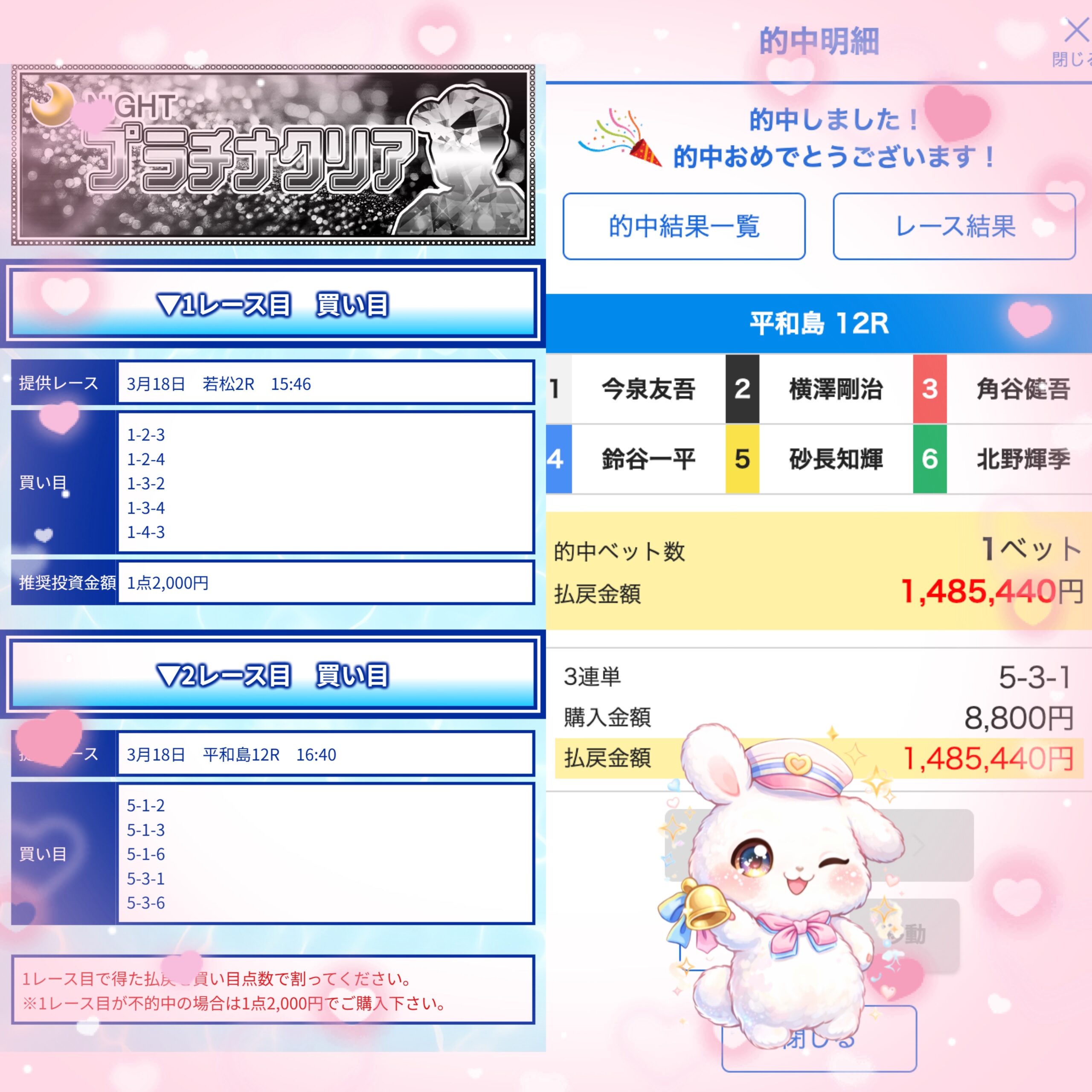 クリアボートの的中結果。競艇予想サイトは詐欺ではないか検証した実績画面